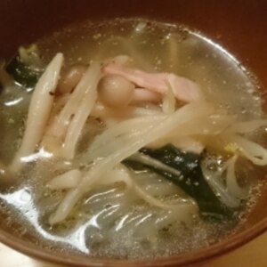 簡単!! もやしときのこの中華スープ♪